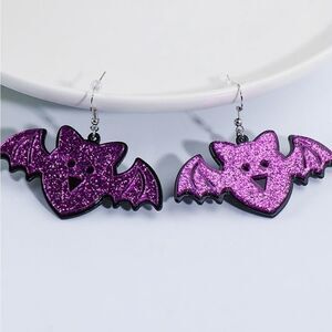 GLITTERY BAT HALLOWEEN cute fun kawaii gothic earrings